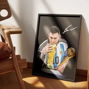 Lionel Messi Poster, Soccer Legend Signed Football Poster,