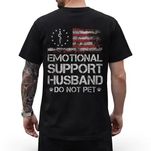 T - shirt with ‘EMOTIONAL SUPPORT HUSBAND’ Flag Motif – USA Vibe