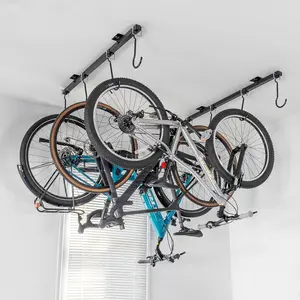 Ceiling Mounted  Rack for Garage -   Stand & Hanger for Space-Saving Storage | Adjustable Ceiling Hooks Hold 4-8 Bikes - Indoor  Rack System for basement