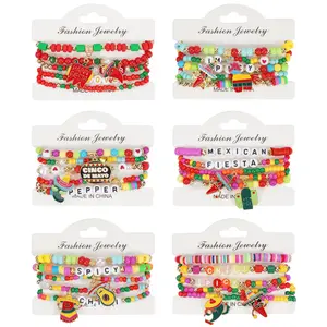 Mexican Chili Pepper Festival Bracelet - Cinco de Mayo Mexican Carnival Party Bohemian Beaded Bracelet