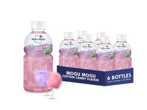 Mogu Mogu Drink Cotton Candy (6 Bottles) Delicious drinks made with nata de coco (coconut jelly). Fun chewable juice boxes for kids. Famous Asian drinks. Juice bottles made for adults and kids. Ready to drink