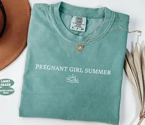 Comfort Colors® Pregnant Girl Summer T-shirt, Pregnancy Announcement Tee, Baby Reveal Shirt, Expecting Mom Sweatshirt, Mother's Day Gift