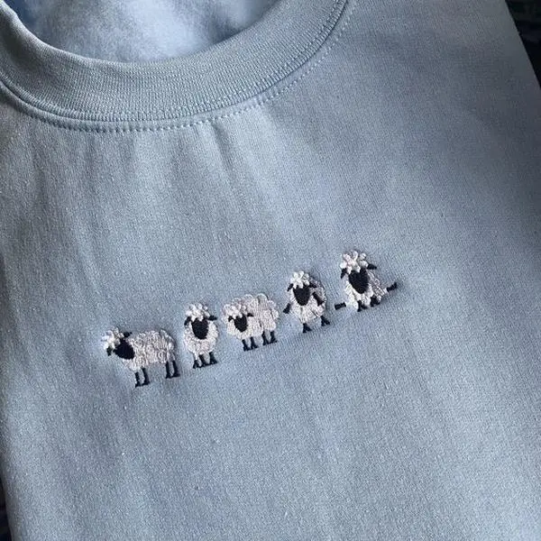 Embroidered Sheep  Sweatshirt, Farm, Animals