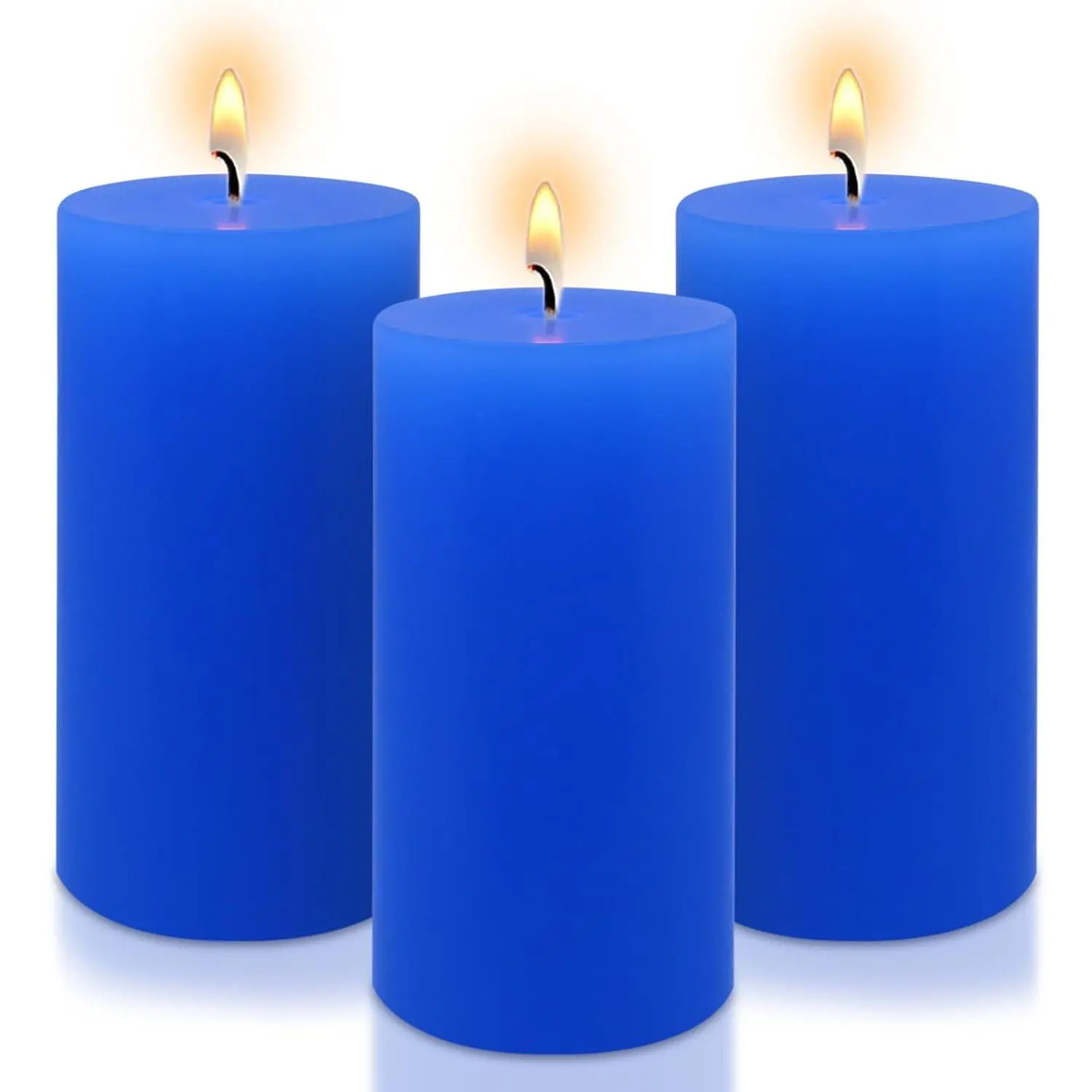 2.8" x 6" Hand-Poured Unscented Candle, Dripless Pillar Candle Set of 3, Approx 120 Hours Burn Time, Rustic Country Style, for Wedding, Dinner, Christmas and Home Decor, Dark Blue