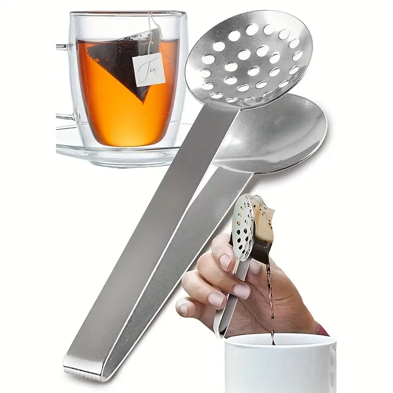 Stainless Steel Tea Bag Squeezer Tongs – Ergonomic Strainer Grip for Easy & Mess-Free Tea Brewing, Dishwasher Safe, Perfect for Office, Camping, or Home Use, Office Tea Essentials | Ergonomic Utensil Design | Durable Kitchenware, Tea Accessories