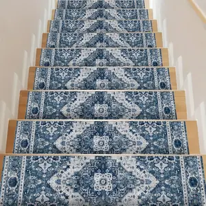 15 Pack 8 "X 30" Non Slip Stair Treads for Wooden Steps, Bathroom Carpet Stair Treads Made of Polyester, Stair Runner Rugs for Elders And Pets, Stairs Carpet Treads Indoor