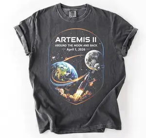 Color Comfort Artemis II Rocket Launch Shirt, Unisex Artemis 2 Journey Around the Moon Tee, Space Exploration Shirt, Moon Mission Fan Gift