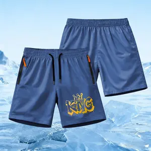Men’s King Graphic Athletic Shorts Lightweight Quick Dry – Crown Letter Print Running Shorts with Zipper Pockets, Elastic Waist Drawstring, Breathable Workout Shorts for Gym, Streetwear, Summer Wear