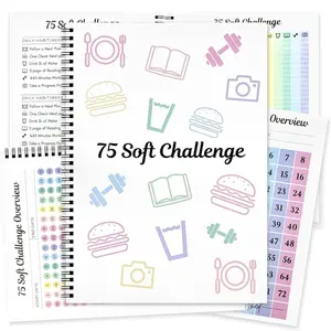 [75 Soft Challenge] Journal Planner, 75 Days Productivity & Efficiency Record Notebook, A4 Spiral Daily/Weekly/Monthly Planner Book, Office Stationery & Supplies, Holiday & Year-Round Essential
