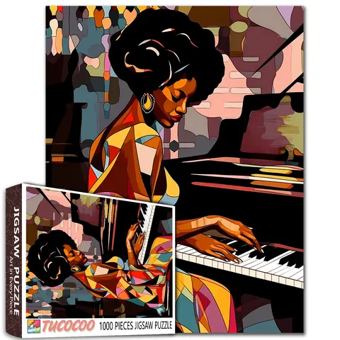 Tucocoo Piano Lady 1000-Piece Creative Artistic Toy Jigsaw Puzzle, Recycled Paper Eco-Friendly Durable Brain Teaser, Family Game Wall Decor Perfect Gift (70x50cm) Octopus Jigsaw Puzzles Wooden Puzzle Crafts Creative Puzzle
