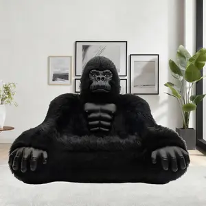 Luxury Gorilla Couch Inflatable Sofa Ultra-Soft Inflatable Sofa, Eco-Friendly Artificial Mink Fur Comes with Air Pump Quick Inflation 98x71x75 Inches - 3-Person Comfortable Leisure Sofa, Suitable for Living Room, Bedroom or Game Room, No Assembly Required