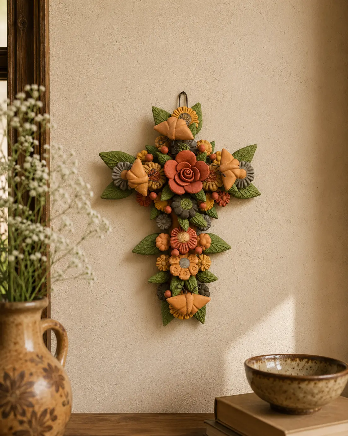 Crucifix Clay From Metepec, Wall Decor