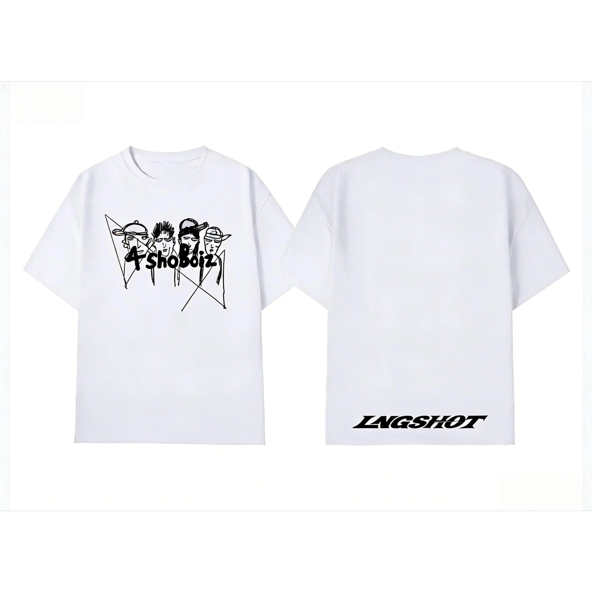 2026 Summer New LNGSHOT Korean Wave Men's T-shirt Fashion Hot Men and Women with The Same Round Collar Print T-shirt