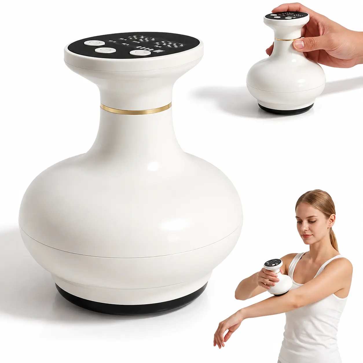 Rechargeable Electric Cupping Gua Sha Massager - Cupping Machine, Heating Cupping Instrument, Heat, Massage, Red Light, 12 Levels Vacuum Suction, Casual & Modern Massage Devices, Daily Elegance, for Neck/Shoulder (Beauty & Personal Care Appliance)