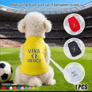 New World Cup Themed Vest Clothing Mexican-themed Print, Pullover Style, Suitable for Small To Medium-sized Dogs. Breathable, Sun-protective, and Made of Soft Fabric. Perfect for Outdoor Walks in Spring and Summer. Sizes S-2XL Available.