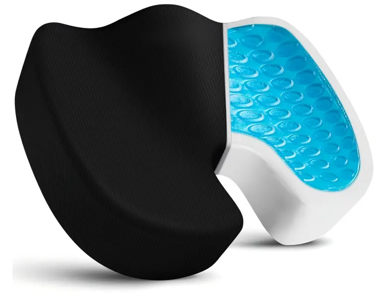 U-Shaped High-Density Cooling Memory Foam Seat Cushion - Ergonomic Coccyx Pad for Adults, Home Office & Office Desk Use, Washable Cover, Non-Slip Base, Handle Carry Ease, Durable Party Gift (Black), Chair Pillow