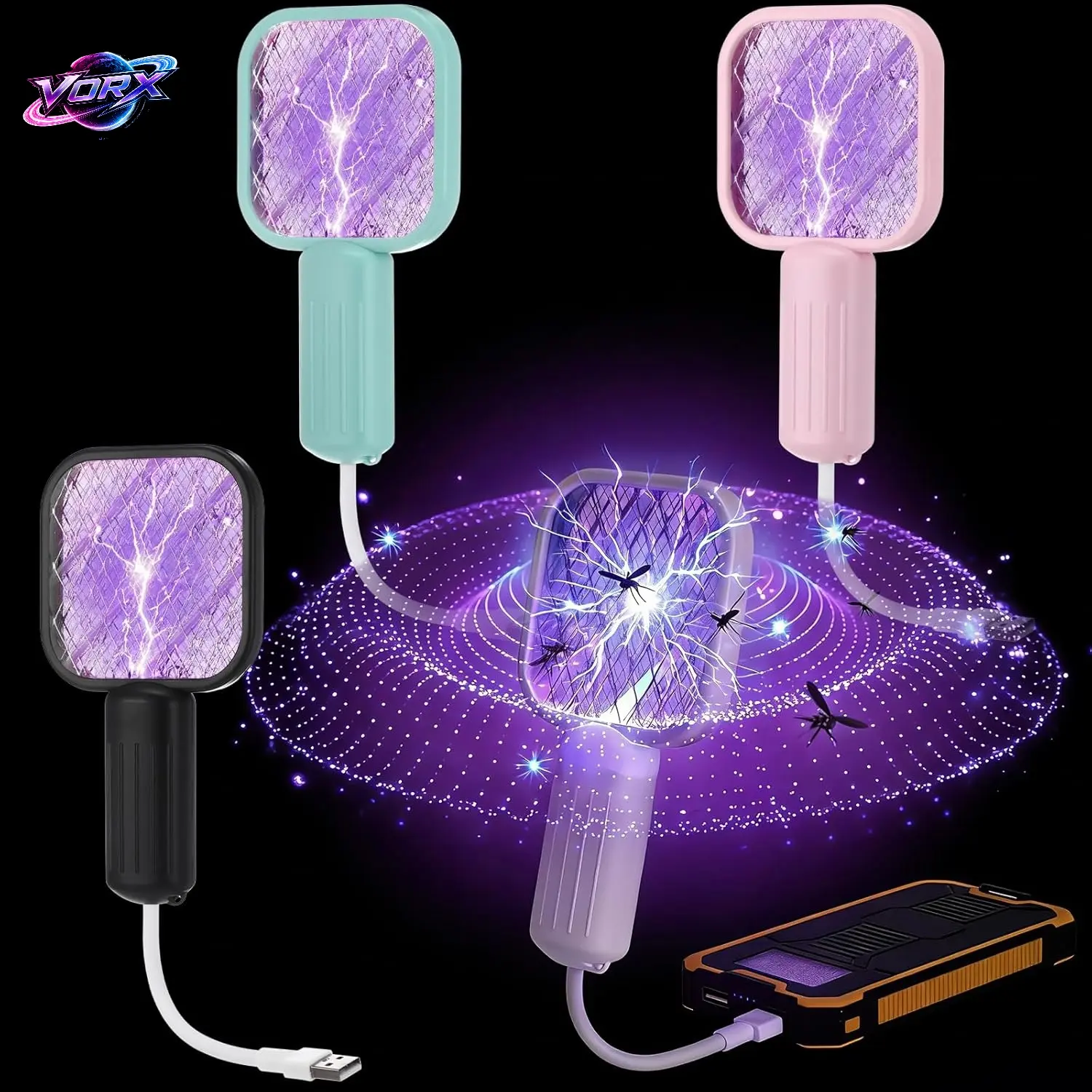 Summer Best-Seller! Mini Electric Fly Swatter / USB Plug-and-Play Mosquito Zapper — Portable electric swatter with a safety mesh; suitable for indoor, outdoor, and camping use
