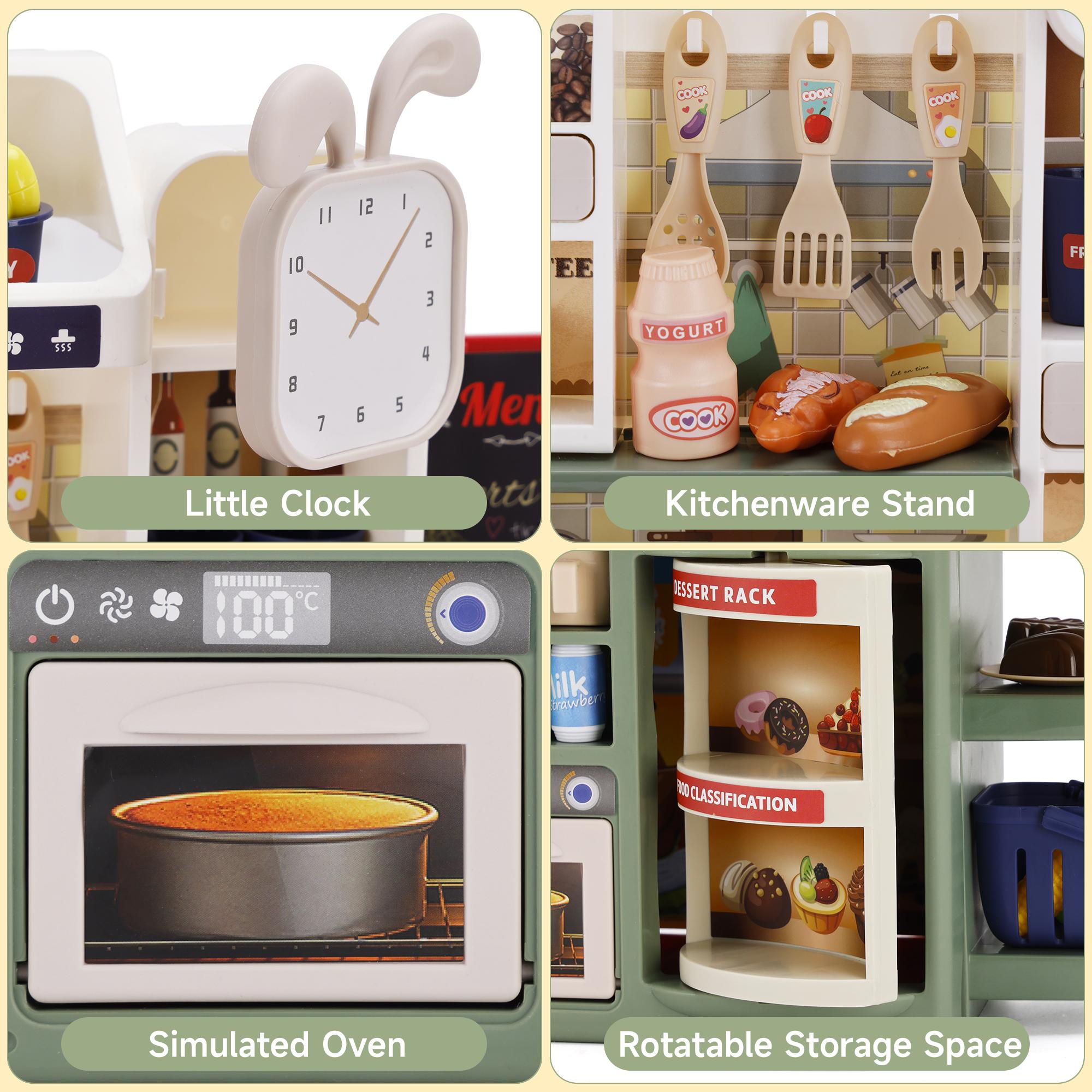 Kids Kitchen Play Set-Interactive Mist & Light Kitchen with Water Circulation Perfect Gift for Boys & Girls Ages 3+ (Green) Kids Kitchen Play Set-Interactive Mist & Light Kitchen with Water Circulation Perfect Gift for Boys & Girls Ages 3+ (Green)