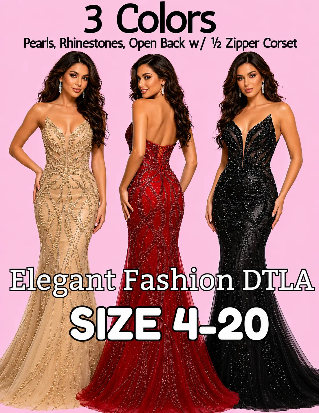 ✨ Elegant Fashion✨ Pearls & Rhinestones (SIZE 2-20)