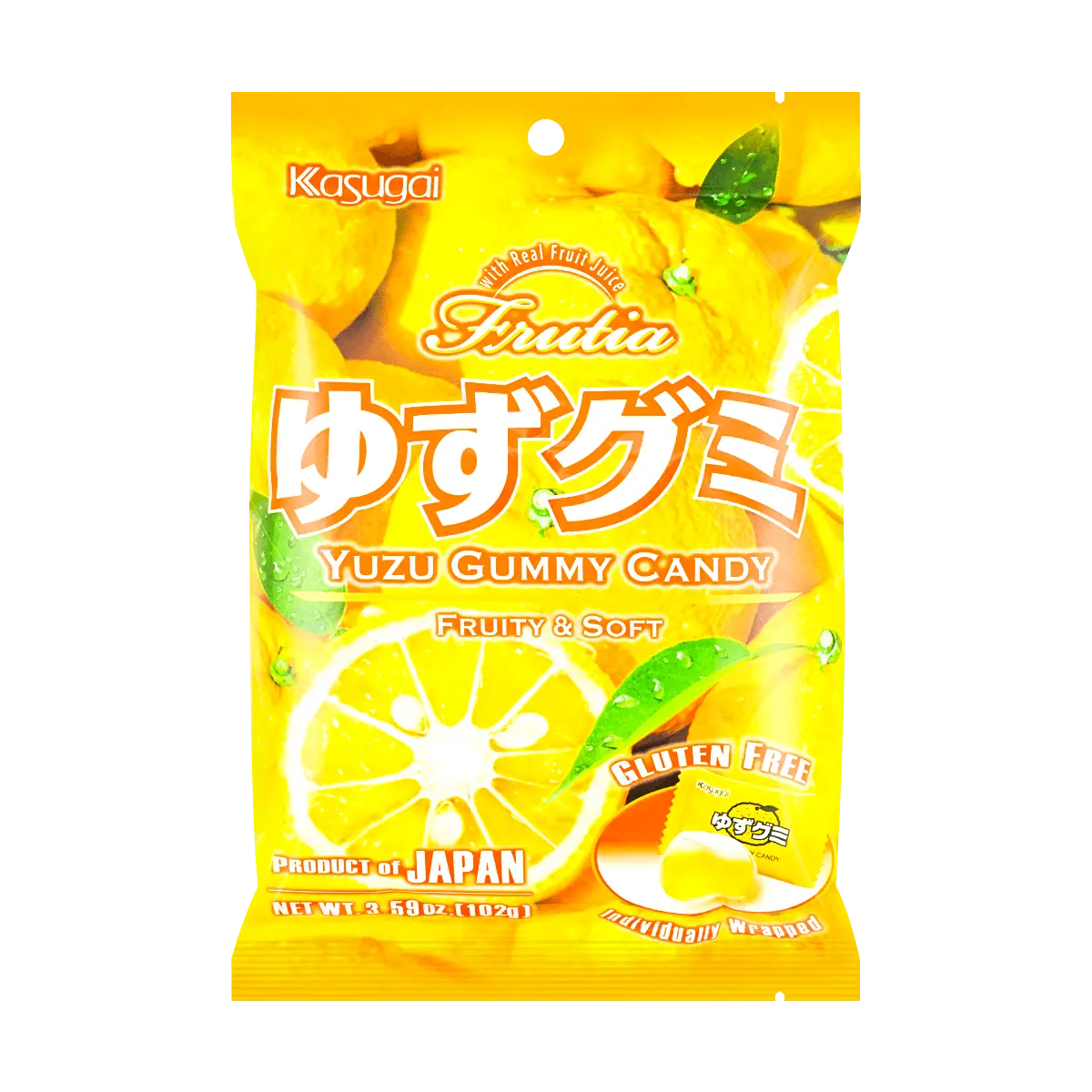 KASUGAI Frutia Yuzu Jelly Gummy Candy 102g KASUGAI Frutia Yuzu Jelly Gummy Candy 102g