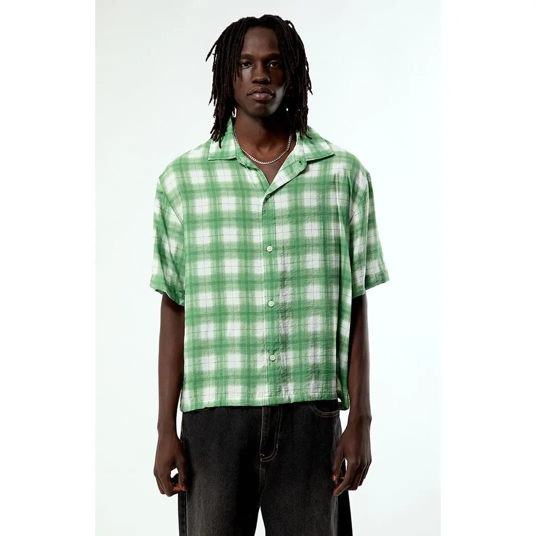 Pacsun Men's Green Plaid Hanson Short Sleeve Shirt