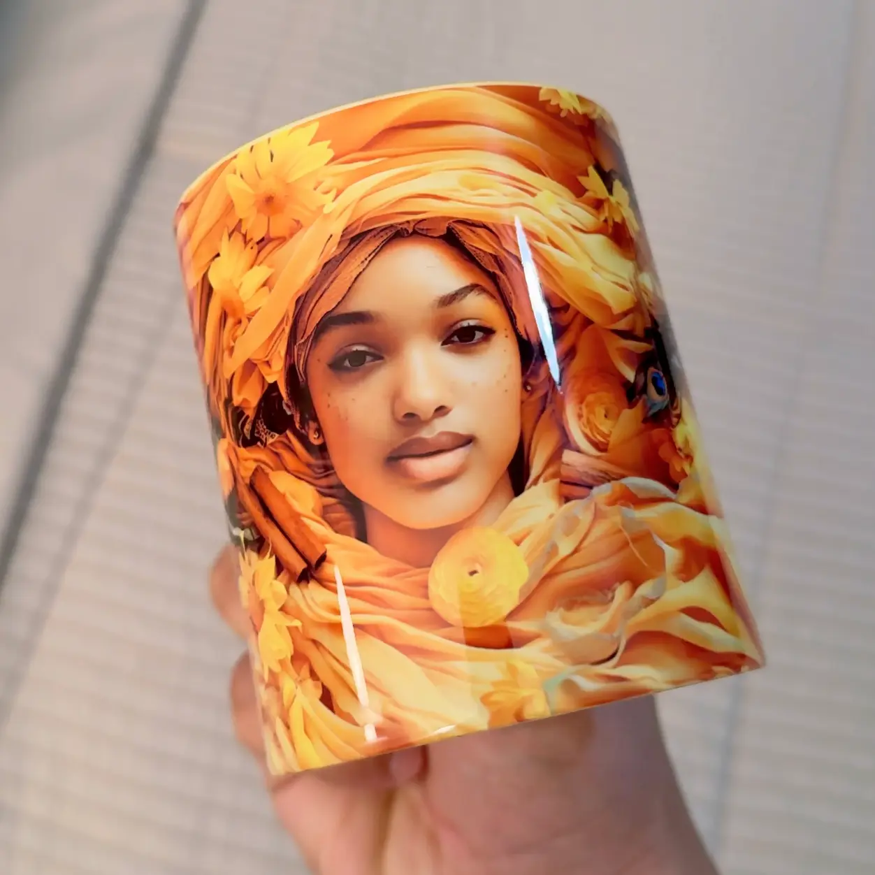 Oshun Coffee Mug (11oz) – Love & Prosperity Goddess Ceramic Cup | Handmade Afro-Cuban Art by Ashekuba