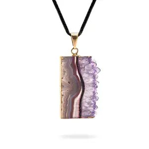 AYANA Amethyst Geode Necklace for Calm, Intuition & Protection – Raw Crystal Jewelry for Third Eye Chakra Healing, Perfect for Pisces or Aquarius