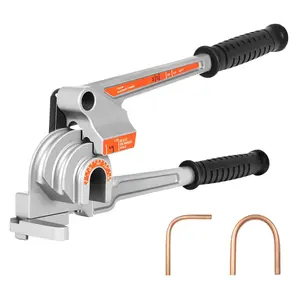 3-In-1 Lever Pipe And Tube Bender For 1/4-Inch, 3/8-Inch, 1/2-Inch Outer Diameter Tubing With 0-180-Degree Adjustable Bends, Heavy-Duty Hand Tool For Copper, Aluminum, And Steel Tubing, Ergonomic Grip, Durable Construction