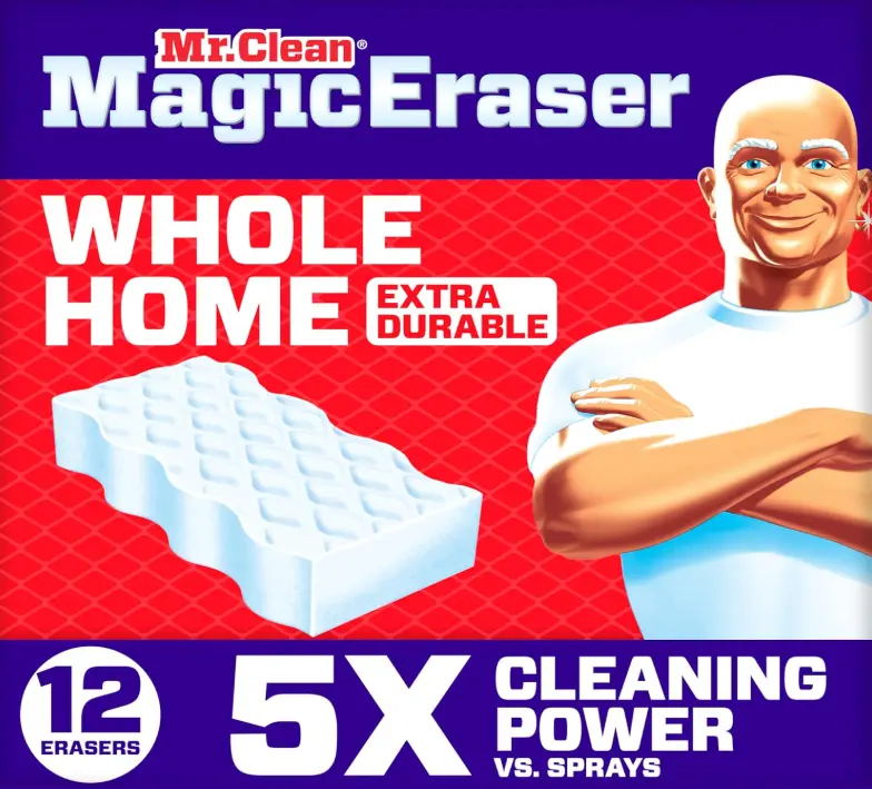Mr. Clean Magic Eraser, All Purpose Cleaner, Cleaning Scrubber, Wall, Sneaker, Kitchen, Bathroom, Shower Cleaning Supplies, Melamine Pads, Whole Home Extra Durable, 12ct