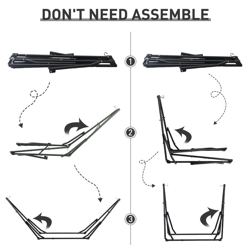 【Autumn Sale】GDY Hammock Life Double Fabric Hammock Chair with Stand Black Max 450 lbs Capacity for Hammock Camping Outdoor Lounge Modern Aesthetic Design Minimal Portable Compact Easy Setup Carabiners Included