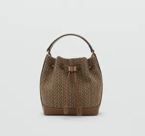MANGO Jacquard bucket bag with logo