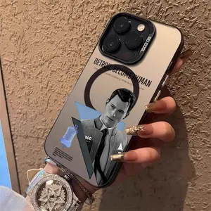 D-Detroit Become Human game logo Phone Case Casing for iPhone 17 16 15 14 13 12 11 Pro Max Air Magnetic MagSafe Matte Laser Metallic Phone Case Gradient Matte Texture Durable Scratch-Resistant Protective Cover Funda
