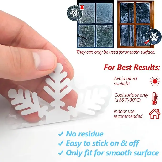 35Pcs Christmas Snowflake Window Clings, Static Reusable Window Decals Stickers for Christmas Window Decorations, Festive Xmas Ornaments Party Supplies, Ideal Indoor Décor for Christmas, Thanksgiving and Holiday Parties