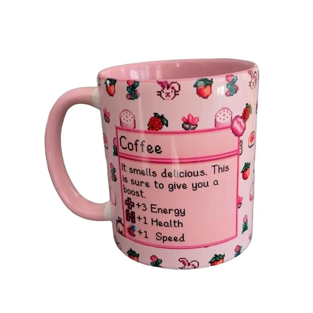 Ceramic Cute Stardew Valley Printed Coffee Mug - Classic Animal & Plant Designs, Washable Video Game Drinkware, Gamer Gift Cup
