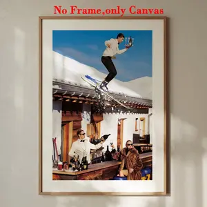 1 Pc, Wall Art, Vintage Poster, Vintage Ski Poster, Vintage Ski Wall Art, After Ski Decor, Bar Cart Print, Ski Print, Stylish Apartment Wall Art, Bedroom Decor, Living Room Decor, Unframed Painting, Unique Artwork, Wall Decoration