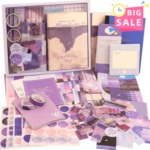 300+ Pcs Scrapbooking Supplies Kit, Vintage Aesthetic Scrapbook Kit for Bullet Junk Journal, Stationery, A6 Grid Notebook, DIY Journaling Supplies, Birthday Craft Gift for Teen Girl Kid Women