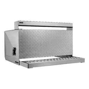 VEVOR Semi-Truck Step Tool Box, 31x 30x 19 Heavy Duty Aluminum Diamond Plate Toolbox, Waterproof Cab Entry Step Storage Box with Shock-Absorbing Latch for Flatbed, Crane, and Semi Trucks