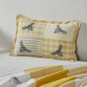 Golden Bees Patchwork Bee Pillow