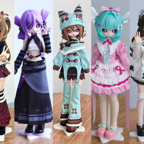 Revolving Radio Waves BJD Series Articulated Figure Blind Box - Plastic Posable Model Figure, Multi-Jointed Articulating Figurines, Resin-PVC Star Fashion Doll with Accessories, Figurine Collectibles for Collectors