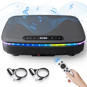 Merach Light Vibration Plate Exercise Machine with Bluetooth & Light , Lymphatic Drainage Machine, Whole Body Workout Vibration Platform for Fitness