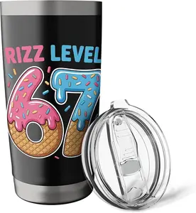 Rizz Level 67 Alpha Slang Gen 67th Number Ice Cream Drip 67 Stainless Steel Insulated Tumbler