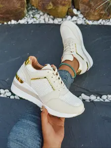 Women's casual lace-up sneakers, Daily wear sneakers, four-season outdoor walking shoes, simple and versatile thick-soled height-increasing comfortable casual shoes, suitable for everyday casual wear and commuting, a must-have for gifts and back-to-school