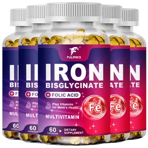 Iron Supplement - Stomach Friendly | Slow Release Iron | High Absorption - Vitamins C,  B12 & Folate - Iron Level & Energy Support - 60 Capsules - 5 Bottles