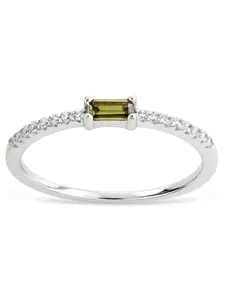 Sterling Silver Thin Peridot CZ Stacking Birthstone Ring