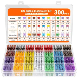 300Pcs Car Blade Fuse Assortment Assorted Kit Blade Set Auto Truck Automotive, 32V Voltage, Blade Shape