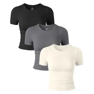 TCVC Sport 3 PCS Seamless Sport T-Shirt, Casual & Fashionable For Daily Wear Fitted Shirt Gym Women Shirts, Suitable For Spring/Summer