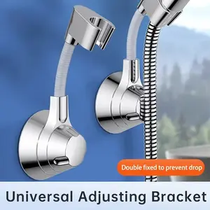 1pc No Drill Adjustable Shower Head Holder - Bathroom Organizer with Secure Grip, Renter-Friendly Wall-Mounted Design for Rainfall Showers