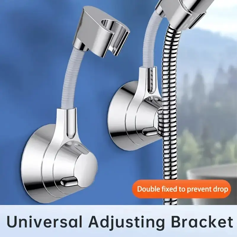 1pc No-Drill Adjustable Wall-Mounted Bathroom Organizer - Renter-Friendly Shower Head Holder with Secure Grip for Rainfall Models, Adjustable Handheld Showers