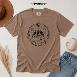 Comfort Colors Support Your Local Murder Shirt for Crow Lovers, Nature Lovers, Funny Crow Shirt, Goblincore Shirt, Lunar Phase Shirt - Printfamily