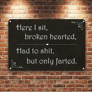 Humorous Vintage Metal Tin Sign, 11.8"x7.8", Funny Bathroom Quote Wall Decor, Rustic Black Restroom Signage, Home/Bar/Restroom Decoration, For Mother's Day Party Spring Graduation School Season Decor